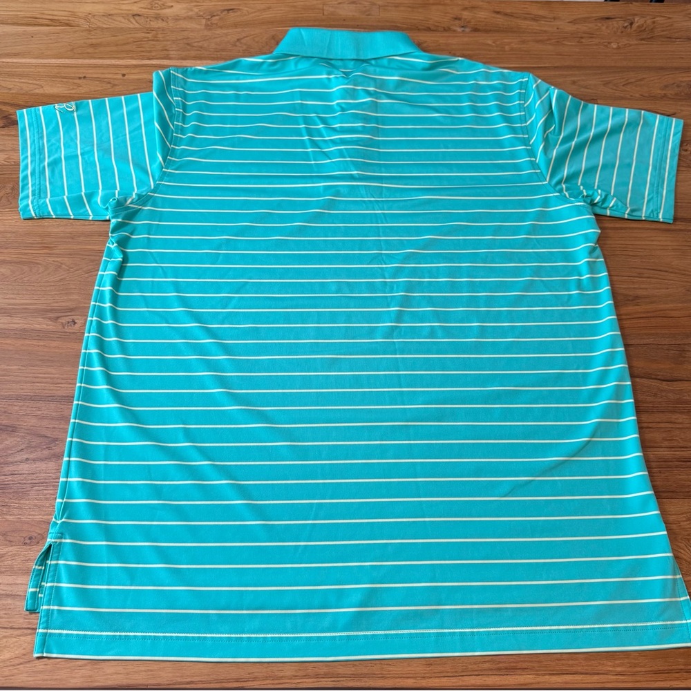 Peter Millar Polo Men’s Large Summer Comfort Embroidered “R” Aqua Light Yellow - Picture 2 of 10